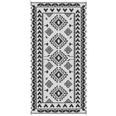 Outsunny Reversible Outdoor Rug, Waterproof Plastic Straw with Carry Bag, 9' x 18', Black & White Rhombus Patchwork