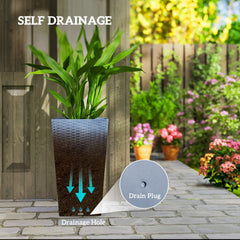 Outsunny Tall Planters for Outdoor Plants Set of 3, 24 In Taper Planters with Drainage Holes, Rattan Decor Plant Pots, Light Gray