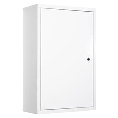 kleankin Steel Wall Mount Medicine Cabinet 3 Tier Emergency Box for Bathroom Kitchen, Lockable with 2 Keys - White