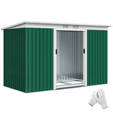 Outsunny 9' x 4' Metal Outdoor Storage Shed, Tool House with Double Lockable Doors for Backyard, Patio, Lawn, Garage, Dark Green