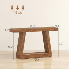 HOMCOM 55" Farmhouse Console Table, 2-Tier Entryway Table with Storage for Hallway, Living Room, Behind Couch, Rustic Brown
