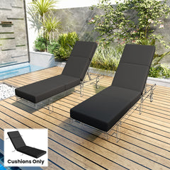 Outsunny Chaise Lounge Cushion, 4" Thick Outdoor Lounge Chair Cushion with Ties for Patio, 21" x 72", Gray