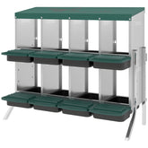 PawHut Chicken Nesting Boxes, 8 Compartment Metal Nesting Boxes for Chickens, Two-Tier Egg Laying Boxes with Vented Holes