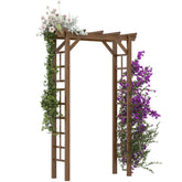 Outsunny 85" Wooden Garden Arbor for Wedding and Ceremony, Outdoor Garden Arch Trellis for Climbing Vines - Carbonized