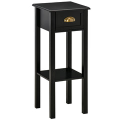HOMCOM 2-Tier Side Table with Drawer Shelf, End Table for Living Room Hallway, Black