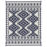 Outsunny Reversible Outdoor Rug, Waterproof Plastic Straw with Carry Bag, 8' x 10', Blue & White Rhombus Border