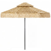Outsunny 8.5 FT Hula Thatched Tiki Patio Umbrella, 2-Tier Tropical Hawaiian Style Outdoor Umbrella with 8 Ribs, UPF30+, Khaki
