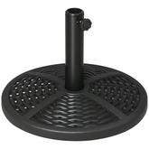 Outsunny 30 lbs. Market Umbrella Base Holder 18" Heavy Duty Round Parasol Stand with Rattan Design for Patio, Black