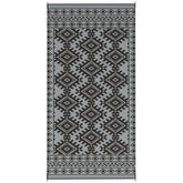 Outsunny Reversible Outdoor Rug, Waterproof Plastic Straw with Carry Bag, 9' x 18', Black & Gray Rhombus Border