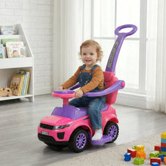 Aosom 3 In 1 Push Cars for Toddlers Kid Ride on Push Car Stroller Sliding Car with Horn Music Light Function Secure Bar Ride on Toy for Boy Girl 18-36 Months, Pink