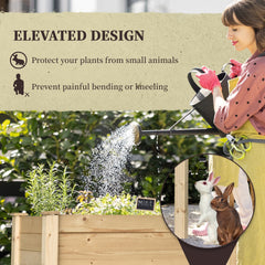 Outsunny 34'' Raised Garden Bed, Elevated Wooden Planter Box DIY Paint with Holes for Vegetables, Herb and Flowers Backyard Use