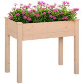 Outsunny 34'' Raised Garden Bed, Elevated Wooden Planter Box DIY Paint with Holes for Vegetables, Herb and Flowers Backyard Use