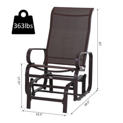Outsunny 1-Person Outdoor Glider Swing, Single Rocker, Ergonomic Head Support, with Lightweight Metal & Mesh Construction, Supports Up to 352 lbs., for Backyard, Garden, Porch, Brown