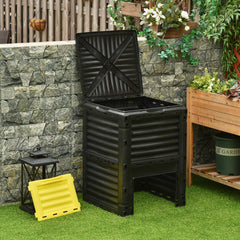 Outsunny Garden Compost Bin 80 Gallon Outdoor Large Capacity Composter Fast Create Fertile Soil Aerating Box, Yellow