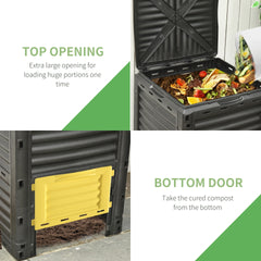 Outsunny Garden Compost Bin 80 Gallon Outdoor Large Capacity Composter Fast Create Fertile Soil Aerating Box, Yellow