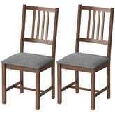 HOMCOM Set of 2 Dining Chairs, Upholstered Slat Back Dining Room Chairs with Rubberwood Legs and Padded Seat, Walnut