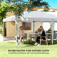 Outsunny 10' x 20' Pop Up Canopy Tent with 4 Sidewalls, Instant Gazebo with Carry Bag for Garden, Patio, White
