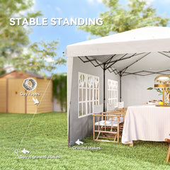Outsunny 10' x 20' Pop Up Canopy Tent with 4 Sidewalls, Instant Gazebo with Carry Bag for Garden, Patio, White