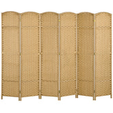 HOMCOM Folding Room Divider Screen 6 Panel 5.6 ' Tall Privacy Screen Freestanding Room Partition for Home Office, Nature Wood