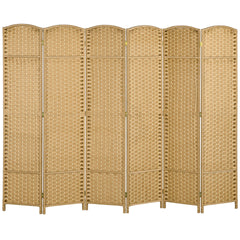 HOMCOM Folding Room Divider Screen 6 Panel 5.6 ' Tall Privacy Screen Freestanding Room Partition for Home Office, Nature Wood