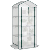 Outsunny Mini Greenhouse with Screen Roof, 4 Tier Portable Small Greenhouse with High Strength PE Cover, White