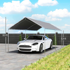Outsunny 9.6' x 19.5' Carport Heavy Duty Galvanized Car Canopy w/ Included Anchor Kit, 3 Reinforced Steel Cables, Gray