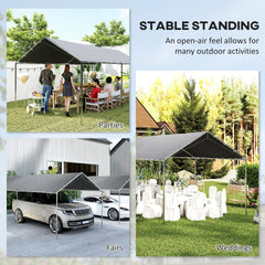 Outsunny 9.6' x 19.5' Carport Heavy Duty Galvanized Car Canopy w/ Included Anchor Kit, 3 Reinforced Steel Cables, Gray