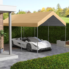 Outsunny 20' x 10' Carport Replacement Canopy for Model 84C-207WT or 84C-386V00WT with Ball Bungee Cords, Beige (Only Cover)