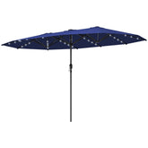Outsunny Garden Parasol, Double-Sided Sun Umbrella with LED Solar Lights, Patio Parasol for Outdoor, Navy Blue