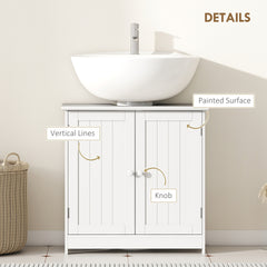 HOMCOM 24" Under Sink Storage Cabinet with 2 Doors and Shelves, Pedestal Sink Bathroom Vanity Furniture, White