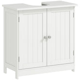 HOMCOM 24" Under Sink Storage Cabinet with 2 Doors and Shelves, Pedestal Sink Bathroom Vanity Furniture, White