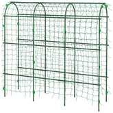 Outsunny Metal Garden Trellis, Arch Trellis for Climbing Plants Outdoor, A-Frame, with Climbing Net, 17" x 72" x 72", Green