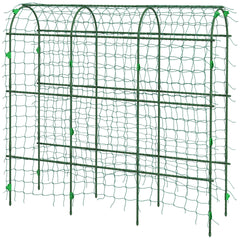 Outsunny Metal Garden Trellis, Arch Trellis for Climbing Plants Outdoor, A-Frame, with Climbing Net, 17" x 72" x 72", Green