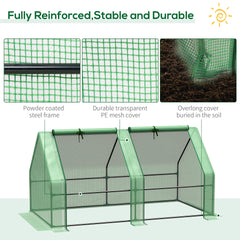 Outsunny Portable Mini Greenhouse, Outdoor Garden with Large Zipper Doors and Water/UV PE Cover, 6' x 3' x 3', Green