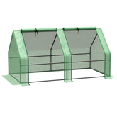 Outsunny Portable Mini Greenhouse, Outdoor Garden with Large Zipper Doors and Water/UV PE Cover, 6' x 3' x 3', Green