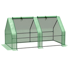 Outsunny Portable Mini Greenhouse, Outdoor Garden with Large Zipper Doors and Water/UV PE Cover, 6' x 3' x 3', Green