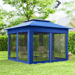 Outsunny Outdoor Patio Pop Up Canopy Gazebo Shelter with Zipper Netting, Carry Bag, 11' x 11', Blue