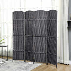 HOMCOM Folding Room Divider Screen 4 Panel 5.6 ' Tall Privacy Screen Freestanding Room Partition for Home Office, Charcoal Gray