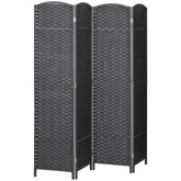 HOMCOM Folding Room Divider Screen 4 Panel 5.6 ' Tall Privacy Screen Freestanding Room Partition for Home Office, Charcoal Gray