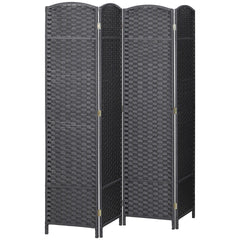 HOMCOM Folding Room Divider Screen 4 Panel 5.6 ' Tall Privacy Screen Freestanding Room Partition for Home Office, Charcoal Gray
