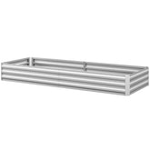 Outsunny 95" x 36" x 12" Galvanized Raised Garden Bed, Easy DIY and Cleaning for Growing Flowers, Herbs, Succulents, Silver