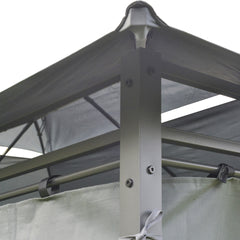 Outsunny 10' x 13' Outdoor Soft Top Gazebo Pergola with Curtains, 2-Tier Steel Frame Gazebo for Patio, Sage Gray