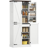 HOMCOM 72" Tall Kitchen Pantry Cabinet, Farmhouse Storage Cabinet with 8 Door Racks and Adjustable Shelves, White