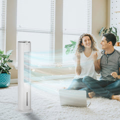 HOMCOM 42" 3-In-1 Ice Cooling Fan with Humidifier, Evaporative Air Cooler with Water Tank, 3 Modes, 3 Speeds, 12H Timer, White