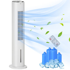 HOMCOM 42" 3-In-1 Ice Cooling Fan with Humidifier, Evaporative Air Cooler with Water Tank, 3 Modes, 3 Speeds, 12H Timer, White