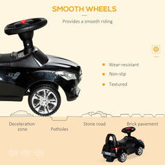 Aosom Kids Ride On Push Car, Foot-to-Floor Walking Sliding Toy Car for Toddler with Working Horn, Music, Headlights and Storage, Black