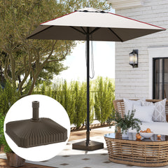 Outsunny Square Patio Umbrella Base Holder, Heavy Duty Outdoor Umbrella Stand Base, Filled Up to 42lbs with Sand or 33lbs with Water for Garden, Poolside, Brown