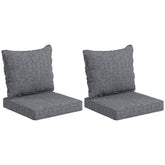 Outsunny Patio Chair Cushions Set of 2 with Seat & Backrest, Fade Resistant Seat Replacement Cushion Set, Gray