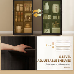 HOMCOM Farmhouse Pantry Cabinet, 71" Tall Kitchen Pantry Storage Cabinet with Soft-Close Hinges, Adjustable Shelves, Espresso