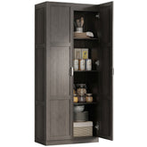 HOMCOM Farmhouse Pantry Cabinet, 71" Tall Kitchen Pantry Storage Cabinet with Soft-Close Hinges, Adjustable Shelves, Espresso